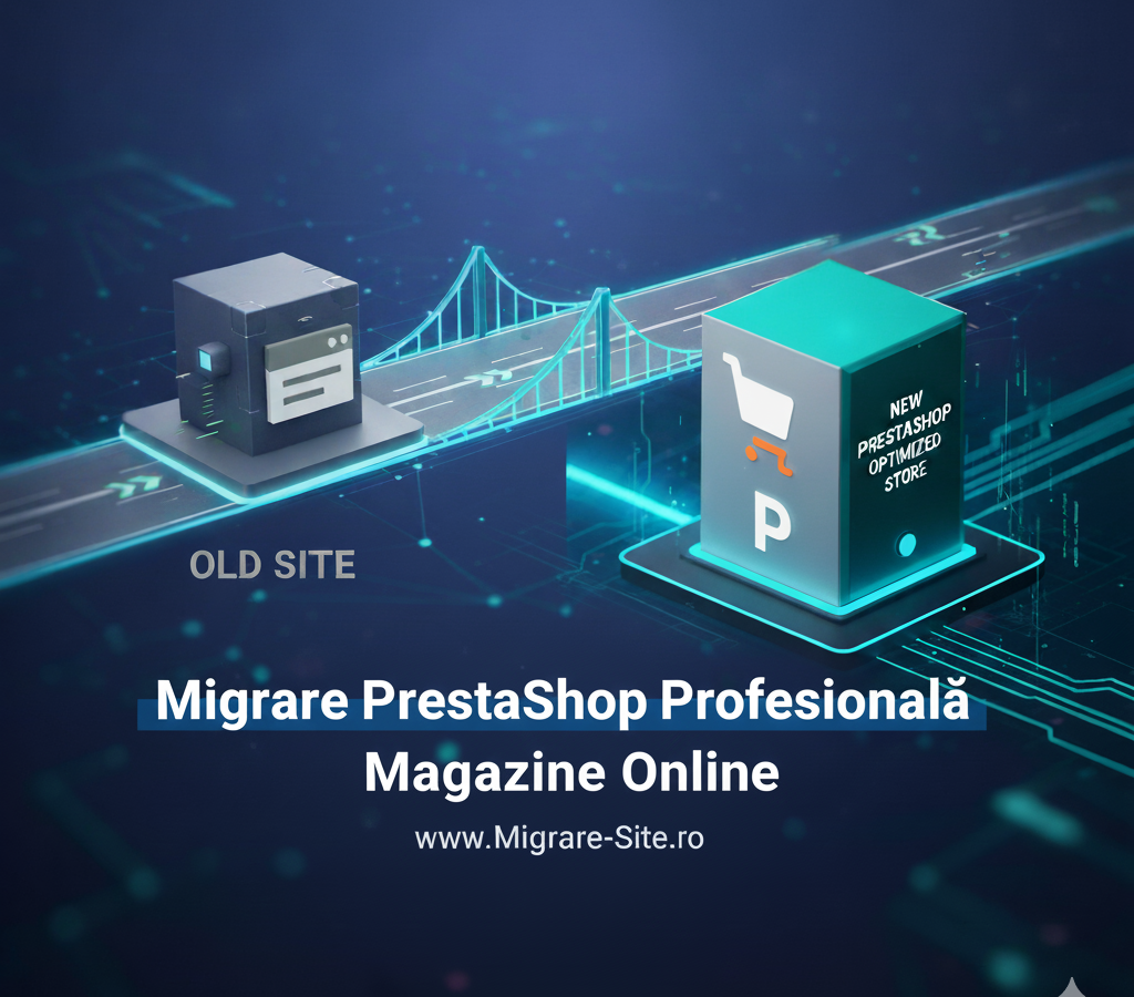 Migrare profesională PrestaShop pentru magazine online, transfer complet fără pierderi de date și SEO