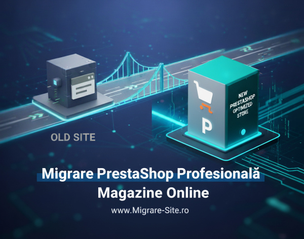 Migrare profesională PrestaShop pentru magazine online, transfer complet fără pierderi de date și SEO