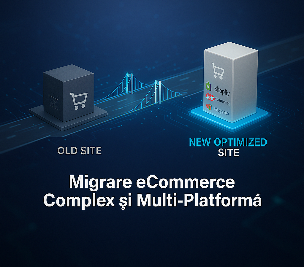 Serviciu de migrare profesională pentru magazine eCommerce complexe și multi-platformă, fără pierderi SEO