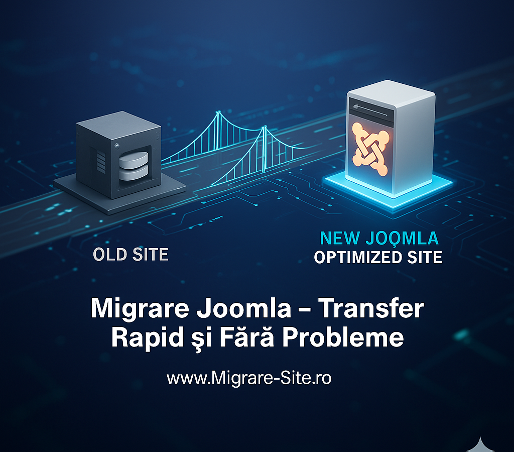 Serviciu de migrare Joomla profesională, transfer site complet pe nou hosting sau domeniu fără pierderi SEO
