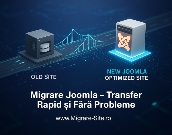 Serviciu de migrare Joomla profesională, transfer site complet pe nou hosting sau domeniu fără pierderi SEO