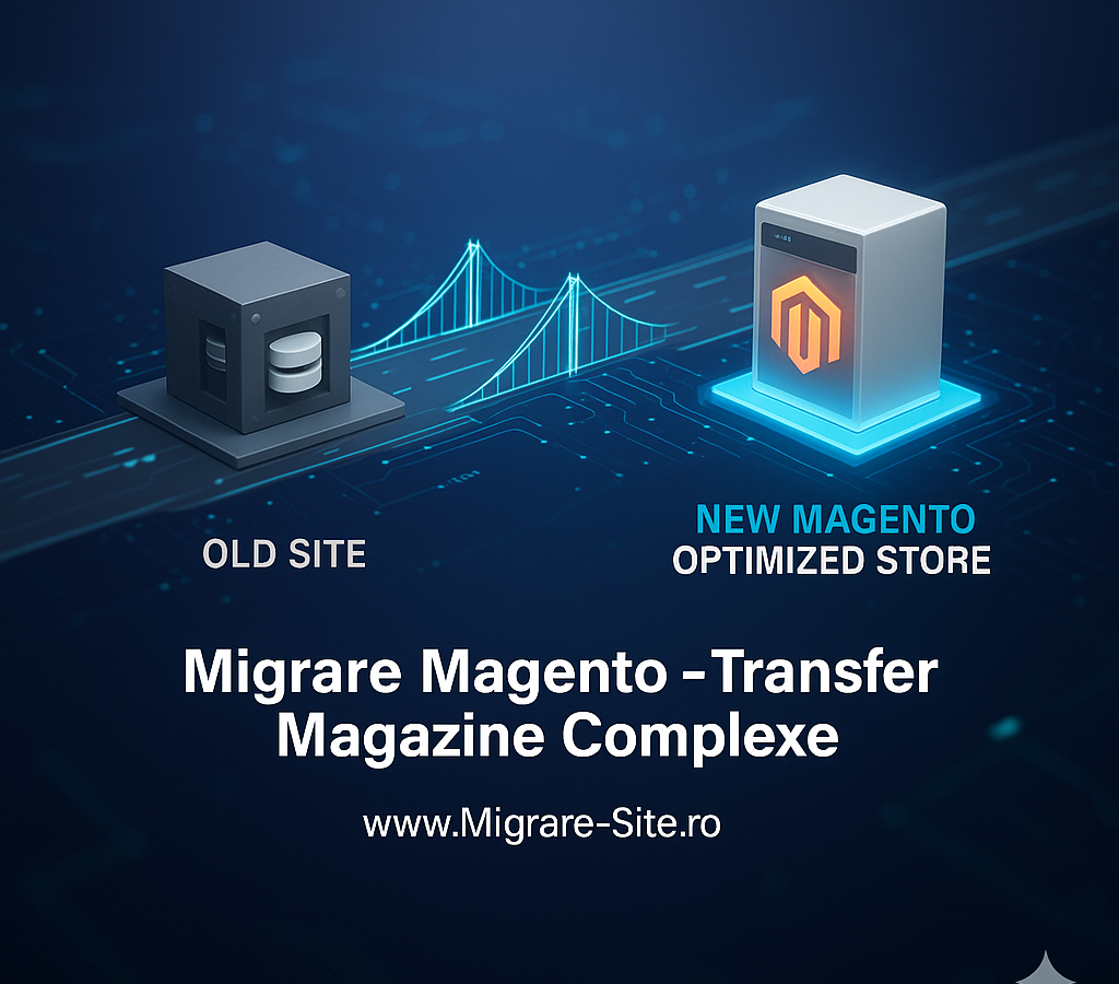 Migrare profesională Magento pentru magazine complexe, transfer sigur și optimizat SEO