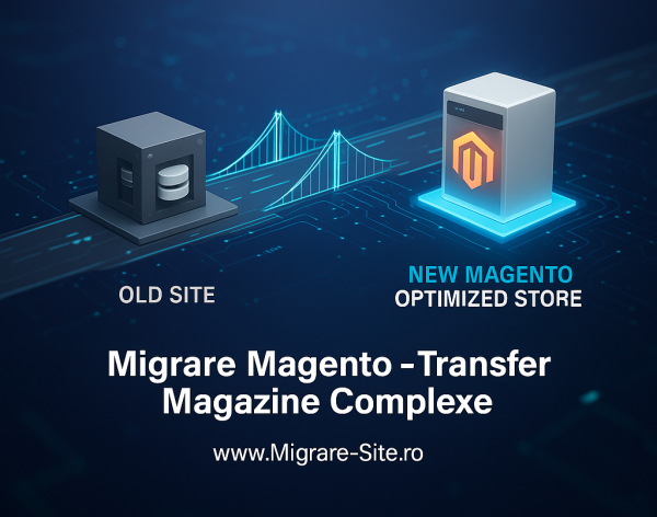 Migrare profesională Magento pentru magazine complexe, transfer sigur și optimizat SEO